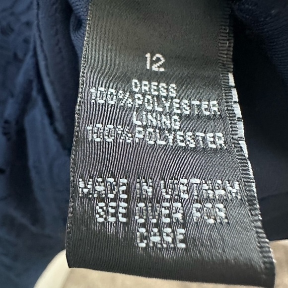 Navy Blue AB Studio Long Sleeve Lace Sheath Dress - Picture 4 of 6